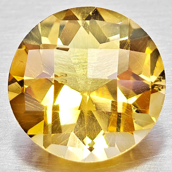 Natural Yellow Citrine 2.99 Ct. Round Checkerboard 10 x 10 Mm. Gemstone From Brazil: Product ID: 801815280 Product Name: Natural Citrine Weight: 2.99 CT. Size: 10 x 10 x 6.3 MM. Shape: Round Checkerboard Color: Yellow Clarity:VSI Luster: Good Gems Origin: Brazil Treatment: Unheated Cr