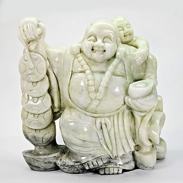 Natural Jade 11850.00 Ct. Happy Buddha Carving Size 175 x 160 x 70 Mm. (1 of 3)
