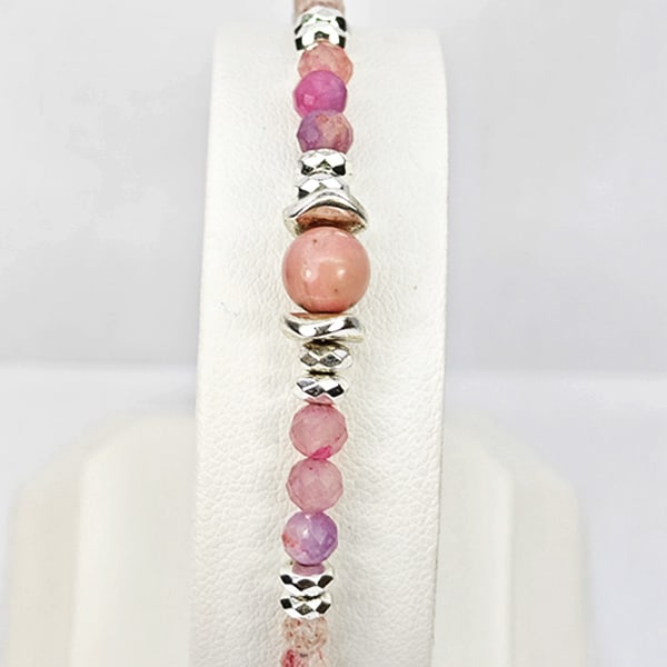 Natural Tourmaline 952 Sterling Silver Bracelet Jewelry Max Length 6 Inch. (1 of 3)