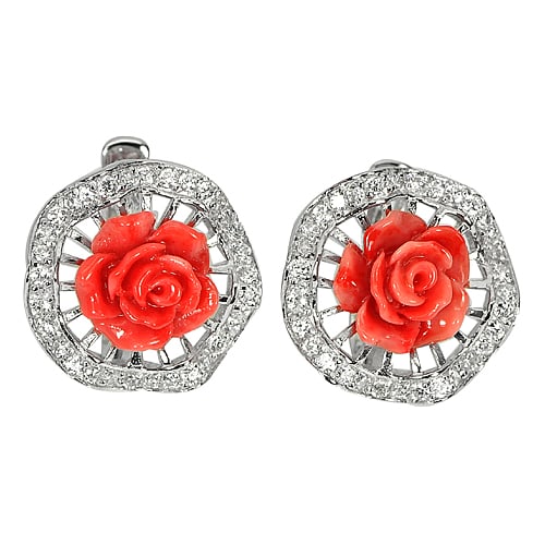 925 Sterling Silver Earrings Jewelry with Orange Lovely Resin Flower 6.99 G.: Product ID: 281070611 Product Type: 925 Sterling Silver Fine Jewelry Jewelry Weight: 6.99 Grams. Gemstones Color: Pink Metal: Solid Silver 92.5%. Gemstone Detail: Pink Flower Enamel. and Round White C