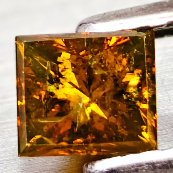 Natural Red Yellow Loose Diamond 0.40 Ct. Square Princess Cut 4.2 x 3.8 Mm (1 of 3)
