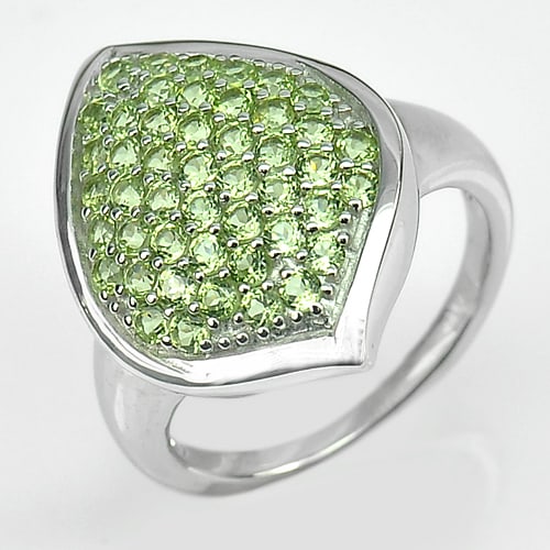 Natural Green Peridot 925 Sterling Silver Ring Jewelry White Gold Plated Size 8 (1 of 3)