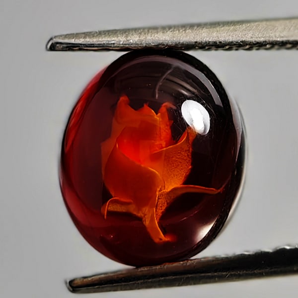 Natural Amber 0.73 Ct. Flower Carving In Oval Cabochon Shape 8.9 x 7.6 Mm Gemstone from Poland (1 of 3)
