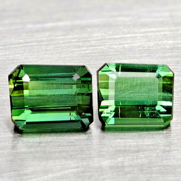 Natural Green Tourmaline 1.03 Ct. 2 Pcs Octagon Shape Gemstones From Nigeria (1 of 3)