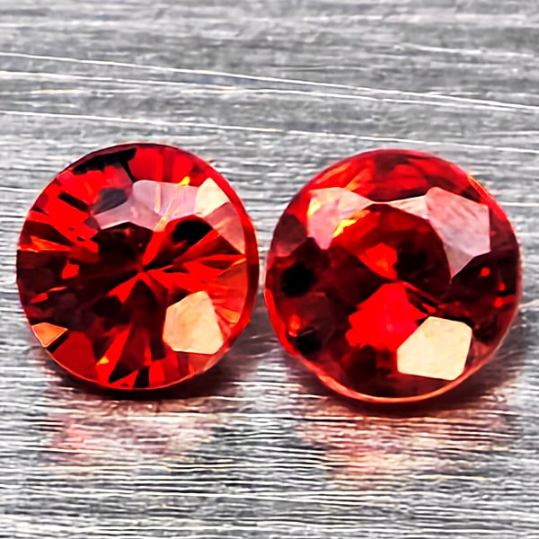 Natural Orangish Red Songea Sapphire 0.59 Ct. 2 Pcs Round Diamond Cut 3.2 Mm Gemstones From Tanzania: Product ID: 806162815 Product Name: Natural Red Sapphire Weight: 0.59 CT. Size: 3.2 x 3.2 x 2.4 MM. Shape: Round Diamond Cut Color: Orangish Red Clarity:SI1 Luster: Good Gems Origin: Tanzania Treatmen
