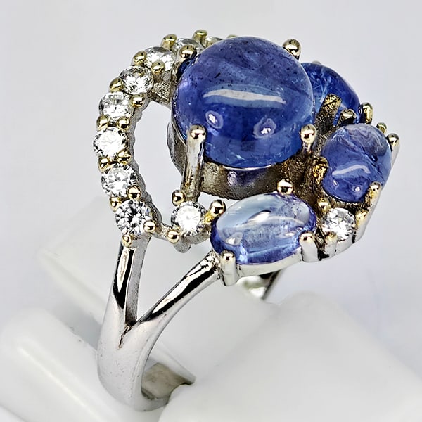 Natural Blue Sapphire 925 Sterling Silver Jewelry Sets 12.54 Grams Earring And Ring Size 8 (1 of 3)