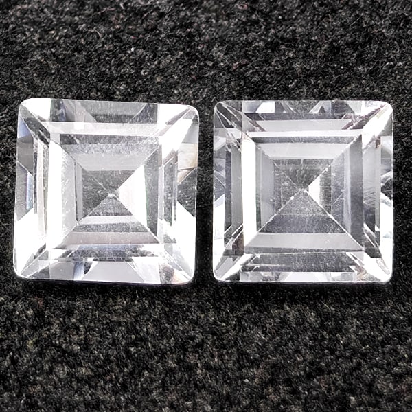 Natural White Topaz 2.88 Ct. 2 Pcs. Square Shape 6 Mm Gemstones From Brazil: Product ID: 807168527 Product Name: Natural Topaz Weight: 2.88 CT. Size: 6 x 6 x 4.1 MM. Shape: Square Color: White Clarity:VSI Luster: Good Gems Origin: Brazil Treatment: Unheated Crystal Structure: