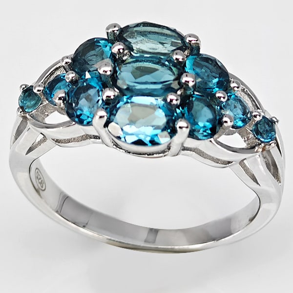 Natural London Blue Topaz 925 Sterling Silver Ring Jewelry 5.30 Grams Size 9 (1 of 3)