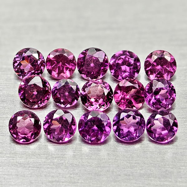 Natural Purplish Pink Rhodolite Garnet 1.30 Ct. 15 Pcs Round Shape 2.6 Mm Gemstones From Madagascar (1 of 3)