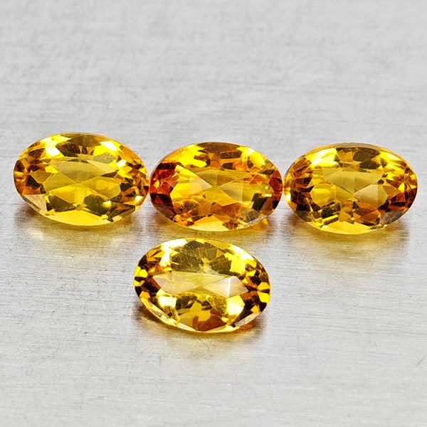 Natural Yellow Citrine 1.94 Ct. 4 Pcs Oval Checkerboard Cut 6 x 4.1 Mm Gemstones From Brazil: Product ID: 801815183 Product Name: Natural Citrine Weight: 1.94 CT. Size: 6 x 4.1 x 3.5 MM. Shape: Oval Checkerboard Cut Color: Yellow Clarity:VVS - VSI Luster: Good Gems Origin: Brazil Treatment: Un