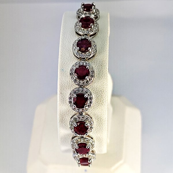 Natural Red Ruby 952 Sterling Silver Bracelet Jewelry 10.91 Grams Length 8 Inch. (1 of 3)