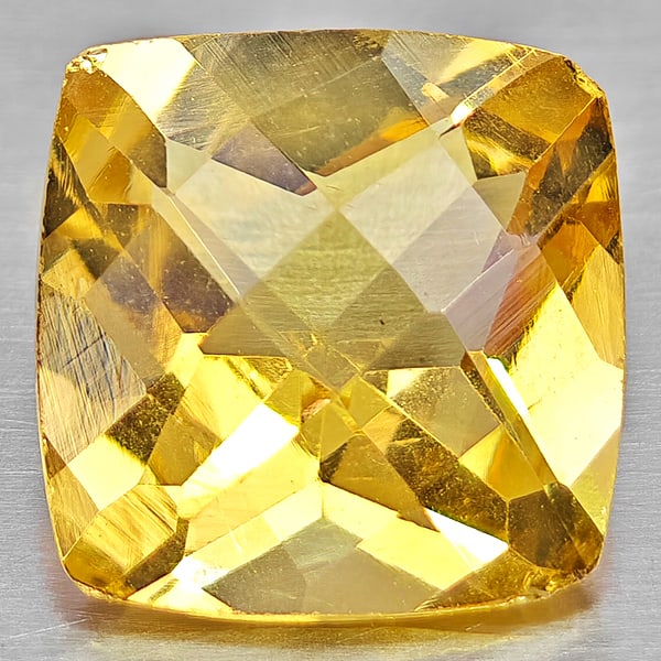 Natural Yellow Citrine 2.50 Ct. Cushion Checkerboard Cut 8.9 x 8.9 Mm. Gemstone From Brazil: Product ID: 801815261 Product Name: Natural Citrine Weight: 2.50 CT. Size: 8.9 x 8.9 x 5.6 MM. Shape: Cushion Checkerboard Color: Yellow Clarity:VSI Luster: Good Gems Origin: Brazil Treatment: Unheate