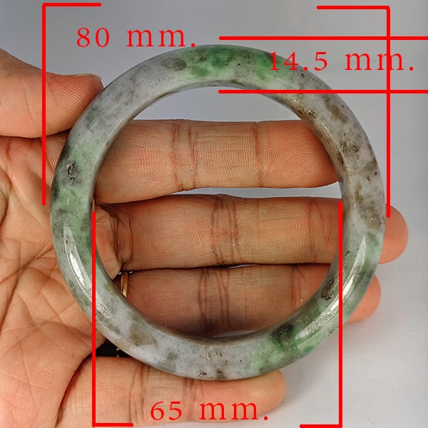 Natural Genuine Mutil Color Jade 410.12 Ct. Bangle Round Diameter 80 x 64 Mm Gemstone from Thailand: Product ID: 819816136 Product Name: Natural Gemstones Weight: 410.12 CT. Size: 80 x 65 x 14.5 MM. Shape: Round Color: Multi-Color Clarity:Opaque Luster: Good Gems Origin: Thailand Treatment: Unheated