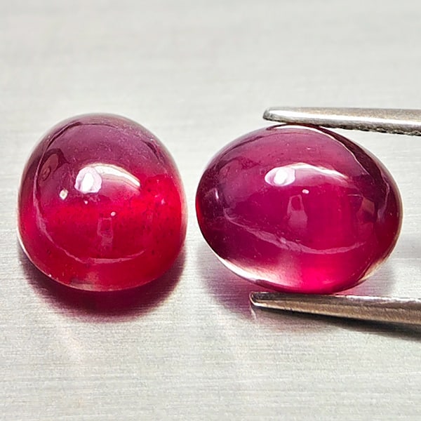 Natural Purplish Red Ruby 10.61 Ct. 2 Pcs Oval Cabochon Shape Gemstones From Madagascar (1 of 3)