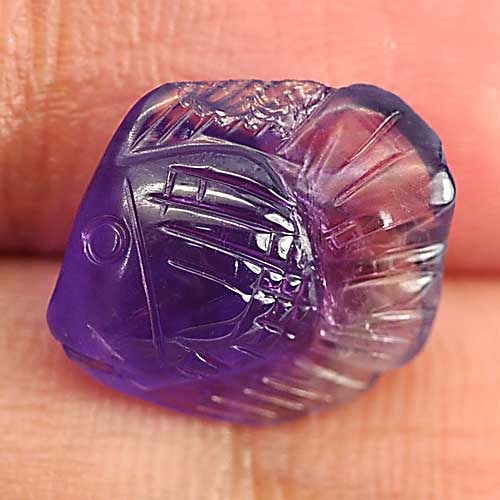Natural Violet Amethyst 3.84 Ct. Fish Carving Size 13.2 x 11.5 Mm Gemstone From Brazil: Product ID: 810303885 Product Name: Natural Amethyst Weight: 3.84 CT. Size: 13.2 x 11.5 x 5.3 MM. Shape: Fish Carving Color: Violet Clarity:Semi - Transparent Luster: Good Gems Origin: Brazil Treatmen