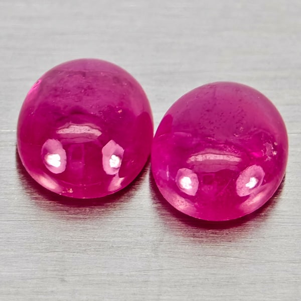 Natural Pink Red Jonson Ruby 0.94 Ct. 2 Pcs Oval Cabochon Shape 5.1 x 4.2  Mm Gemstones from (1 of 3)