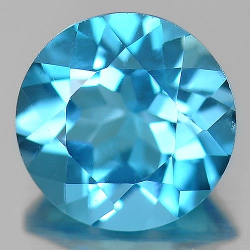 Natural Swiss Blue Topaz 3.16 Ct. Round Shape 9.2 Mm Gemstone from Brazil: Product ID: 807155843 Product Name: Natural Blue Topaz Weight: 3.16 CT. Size: 9.2 x 9.2 x 5.5 MM. Shape: Round Color: Swiss Blue Clarity:VVS Luster: Good Gems Origin: Brazil Treatment: Treated Crystal