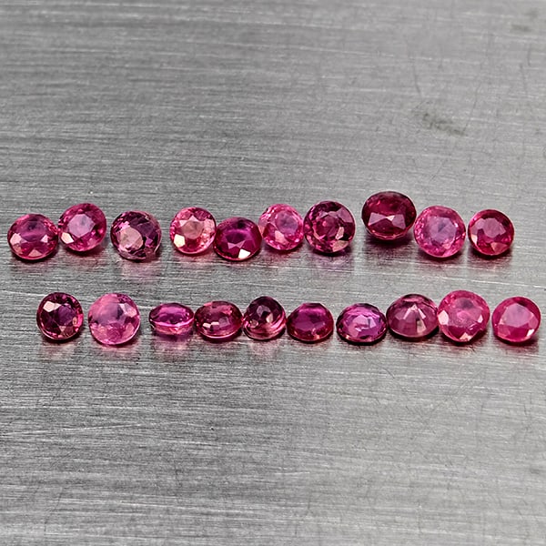 Natural Pink Red Ruby 1.13 Ct. 20 Pcs Round Shape 2.3 Mm Gemstone From Thailand (1 of 3)