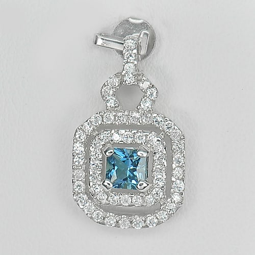 Natural Blue Topaz 925 Sterling Silver Pendant Jewelry 1.80 Grams (1 of 3)