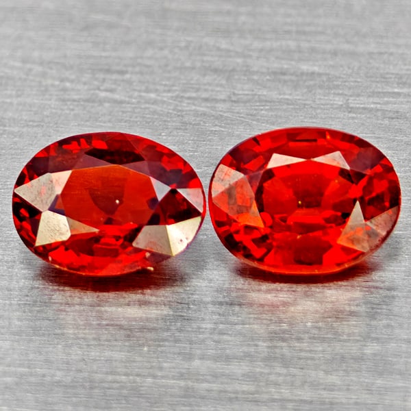Natural Orange Red Spessartine Garnet 1.32 Ct. 2 Pcs Oval Shape 5.8 x 4.5 Mm Gemstones Namibia: Product ID: 802937148 Product Name: Natural Garnet Weight: 1.32 CT. Size: 5.8 x 4.5 x 2.9 MM. Shape: Oval Color: Orange Red Clarity:VVS Luster: Good Gems Origin: Namibia Treatment: Unheated Crystal St