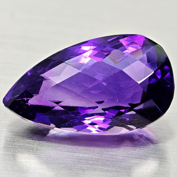 Natural Purple Amethyst 16.61 Ct. Pear Shape 23 x 12.6 Mm Gemstone From Brazil: Product ID: 800325517 Product Name: Natural Ametrine Weight: 16.61 CT. Size: 23 x 12.6 x 11 MM. Shape: Pear Shape Color: Purple Clarity:VSI Luster: Good Gems Origin: Brazil Treatment: Unheated Crystal