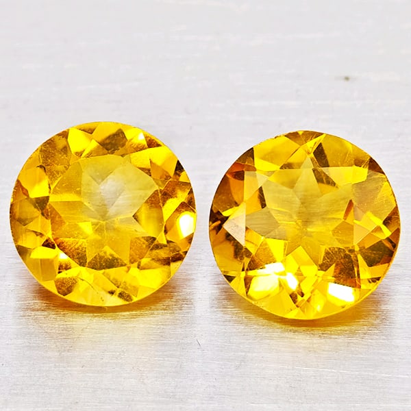 Natural Yellow Citrine 2.83 Ct. 2 Pcs Round Shape 7.2 Mm Gemstones From Brazil: Product ID: 801815380 Product Name: Natural Citrine Weight: 2.83 CT. Size: 7.2 x 7.2 x 5.2 MM. Shape: Round Shape Color: Yellow Clarity:VSI - SI1 Luster: Good Gems Origin: Brazil Treatment: Unheated C