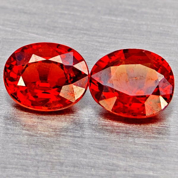 Natural Orange Red Spessartine Garnet 1.53 Ct. 2 Pcs Oval Shape 5.9 x 4.8 Mm Gemstones Namibia: Product ID: 802937143 Product Name: Natural Garnet Weight: 1.53 CT. Size: 5.9 x 4.8 x 3.1 MM. Shape: Oval Color: Orange Red Clarity:VVS Luster: Good Gems Origin: Namibia Treatment: Unheated Crystal St