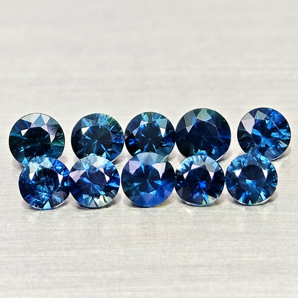 Natural Blue Sapphire 1.52 Ct. 10 Pcs Round Diamond Cut 3.4 Mm. Gemstones From Madagascar (1 of 3)