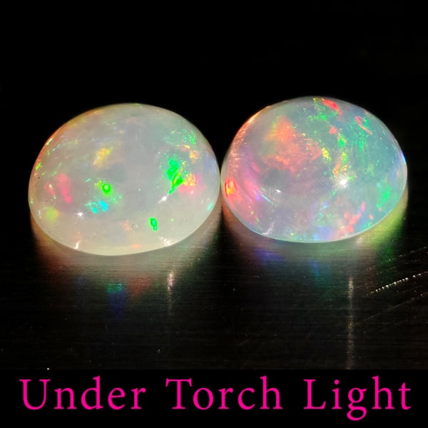 Natural Multi Color Opal 1.38 Ct. 2 Pcs Round Cabochon Shape 7.1 Mm Gemstones from Ethiopia (1 of 3)