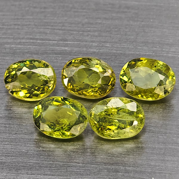 Natural Green Demantiod Garnet 1.26 Ct. 5 Pcs Oval Shape 4.2 x 3.2 Mm Gemstones From Madagascar: Product ID: 802937530 Product Name: Natural Demantoid Weight: 1.26 CT. Size: 4.2 x 3.2 x 2.5 MM. Shape: Oval Color: Green Clarity:SI1 Luster: Good Gems Origin: Madagascar Treatment: Unheated Crystal S