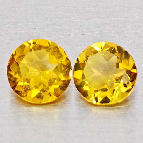 Natural Yellow Citrine 2.03 Ct. 2 Pcs Round Shape 7 Mm Gemstones From Brazil: Product ID: 801815355 Product Name: Natural Citrine Weight: 2.03 CT. Size: 7 x 7 x 4 MM. Shape: Round Shape Color: Yellow Clarity:VSI - SI1 Luster: Good Gems Origin: Brazil Treatment: Unheated Crystal