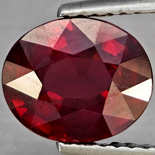 Natural Purplish Red Rhodolite Garnet 2.87 Ct. Oval Shape 9.1 x 7.6 Mm Gemstone From Madagascar: Product ID: 802937790 Product Name: Natural Rhodolite Weight: 2.87 CT. Size: 9.1 x 7.6 x 5 MM. Shape: Oval Shape Color: Purplish Red Clarity:VSI Luster: Good Gems Origin: Madagascar Treatment: Unheate