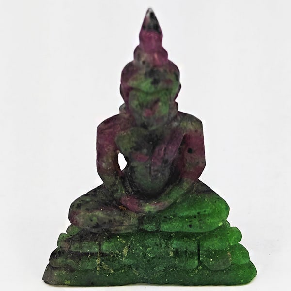 Natural Red Green Ruby in Zoisite Buddha Carving 57.03 Ct. Size 44 x 30 Mm. Gemstone From Madagascar (1 of 3)