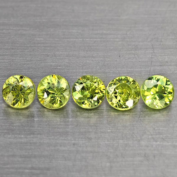 Natural Green Demantiod Garnet 0.95 Ct. 5 Pcs Round Diamond Cut 3.4 Mm Gemstones From Madagascar (1 of 3)