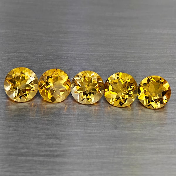 Natural Yellow Citrine 6.06 Ct. 5 Pcs Round Shape 7 Mm Gemstone from Brazil: Product ID: 801815449 Product Name: Natural Citrine Weight: 6.06 CT. Size: 7 x 7 x 4.9 MM. Shape: Round Shape Color: Yellow Clarity:VSI Luster: Good Gems Origin: Brazil Treatment: Unheated Crystal Str