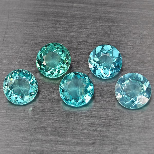 Natural Paraiba Color Apatite 2.47 Ct. 5 Pcs Round Shape 5.2 Mm Gemstones From Tanzania: Product ID: 800613744 Product Name: Natural Apatite Weight: 2.47 CT. Size: 5.2 x 5.2 x 2.8 MM. Shape: Round Color: Paraiba Color Clarity:SI1 Luster: Good Gems Origin: Tanzania Treatment: Unheated Crys