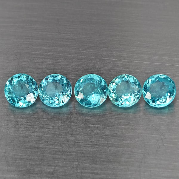 Natural Paraiba Color Apatite 2.70 Ct. 5 Pcs Round Shape 5.3 Mm Gemstones From Tanzania: Product ID: 800613765 Product Name: Natural Apatite Weight: 2.70 CT. Size: 5.3 x 5.3 x 3.2 MM. Shape: Round Color: Paraiba Color Clarity:SI1 Luster: Good Gems Origin: Tanzania Treatment: Unheated Crys
