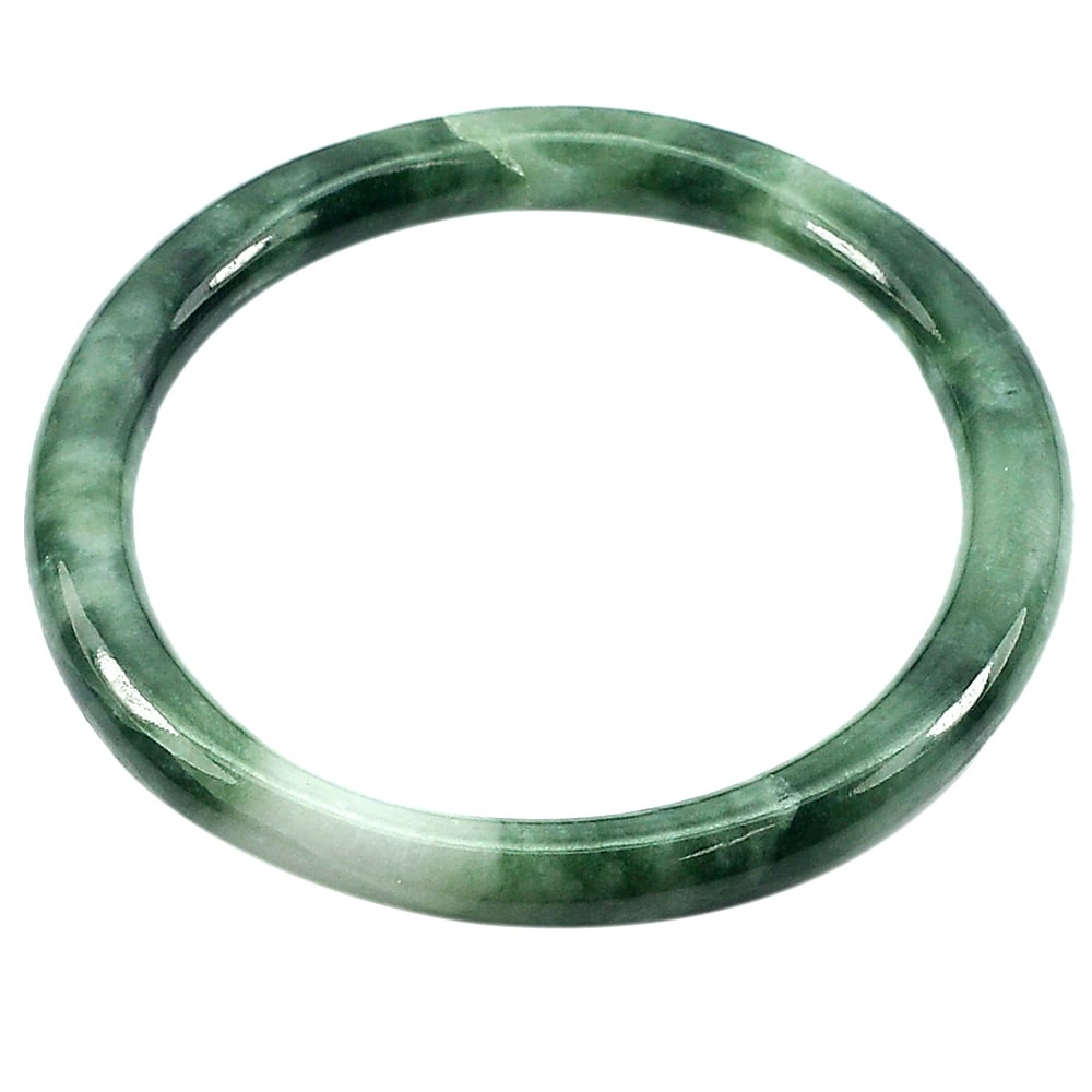 Natural Green Jade Bangle 157.44 Ct. Diameter 57 Mm. Gemstone From Thailand: Product ID: 819813625 Product Name: Natural Jade Weight: 157.44 CT. Size: 74 x 57 x 8 MM. Shape: Round Color: Green Clarity:Opaque Luster: Good Gems Origin: Thailand Treatment: Unheated Crystal Struct