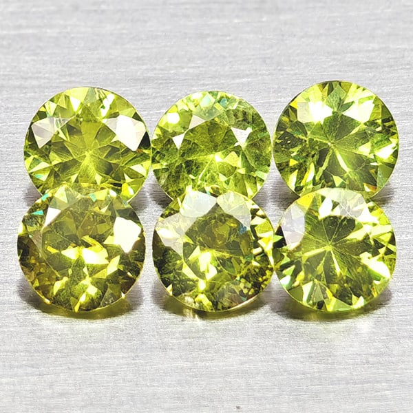 Natural Yellowish Green Demantoid Garnet 1.13 Ct. 6 Pcs Round Diamond Cut 3.5 Mm Gemstones From (1 of 3)