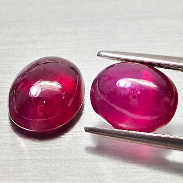 Natural Purplish Red Ruby 6.96 Ct. 2 Pcs Oval Cabochon Shape Gemstones From Madagascar (1 of 3)