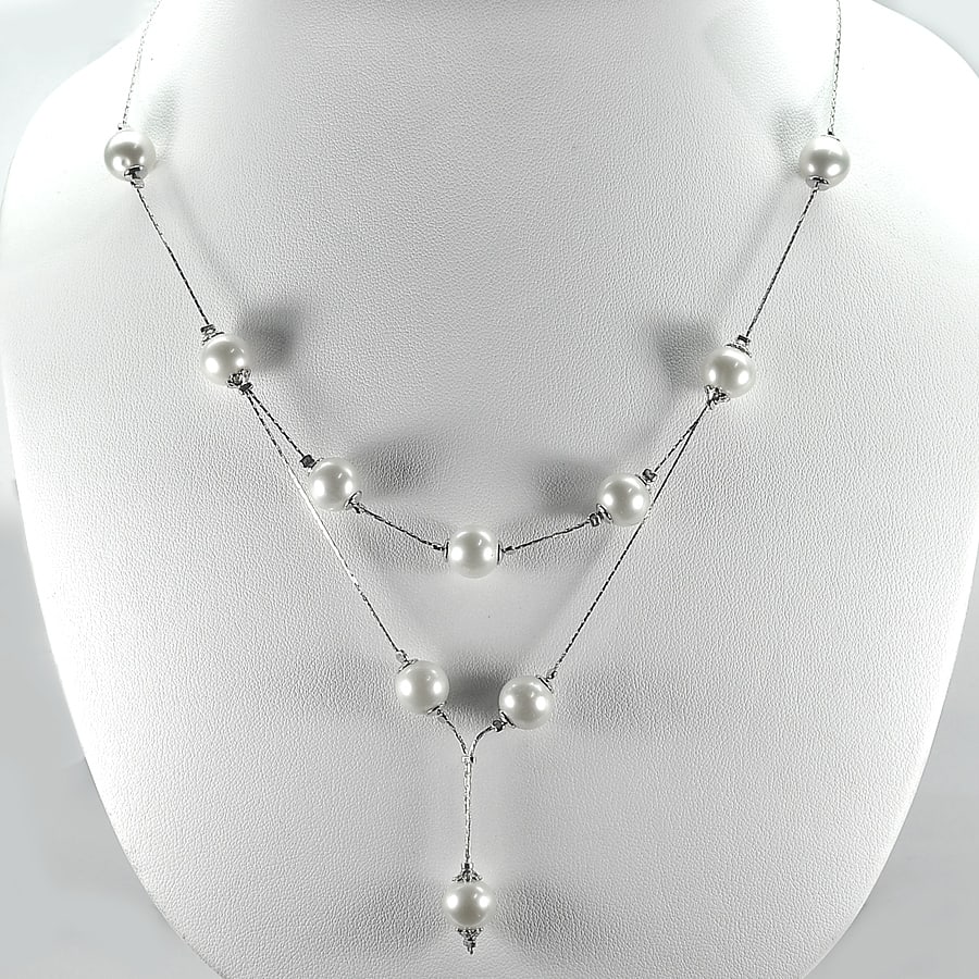 Natural White Pearl 925 Sterling Silver Necklace Jewelry Length 21 Inch. 12.11 Grams: Product ID: 805205576 Product Type: 925 Sterling Silver Fine Jewelry Jewelry Weight: 12.11 Grams. Gemstones Color: White Metal: Solid Silver 92.5%. Gemstone Detail: Center: Round White Color Pearl Siz