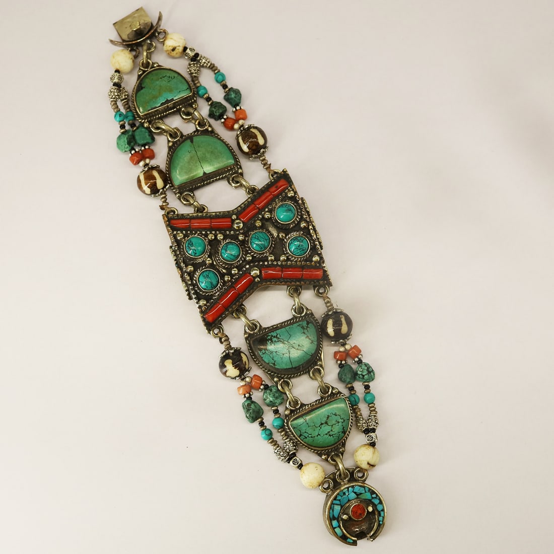 Old Turquoise Handmade Beaded Vintage Bracelet (1 of 3)