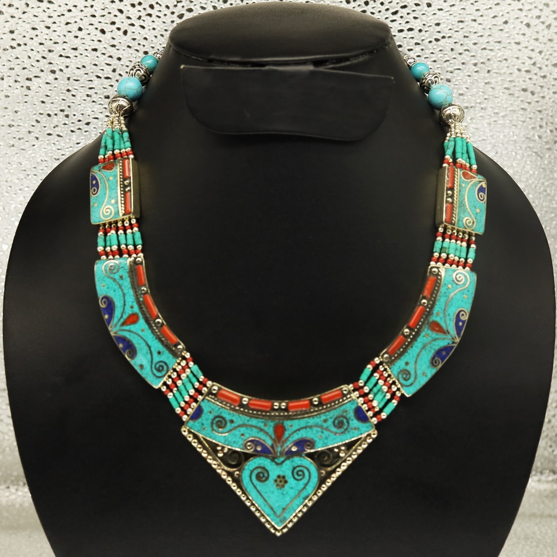 Tibetan Turquoise & Coral Handmade Mexican Necklace (1 of 3)