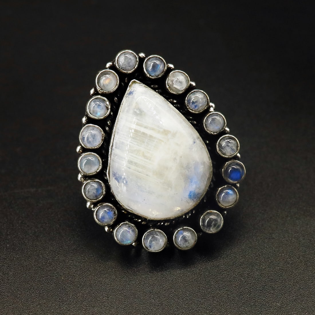 Natural Rainbow Moonstone Handmade Ring - 7 MM (1 of 3)