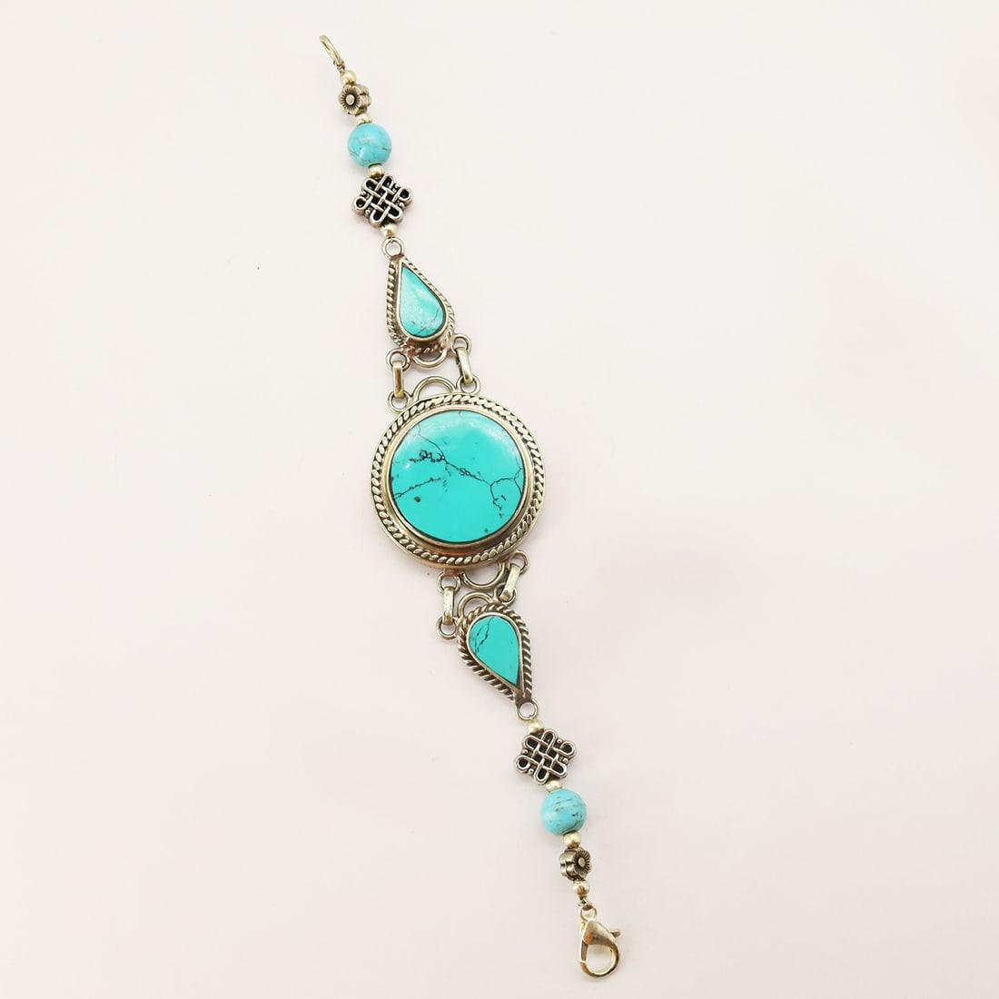 Tibetan Turquoise Handmade Native Boho Bracelet: Product ID: 250810174639 Product - Tibetan Handmade Bracelet Gemstone - Natural Turquoise Size - 7 Inch Weight - 35 Gram Approx Metal - Brass & Copper mix Metal Origin - Nepal Country/Region of Manufa