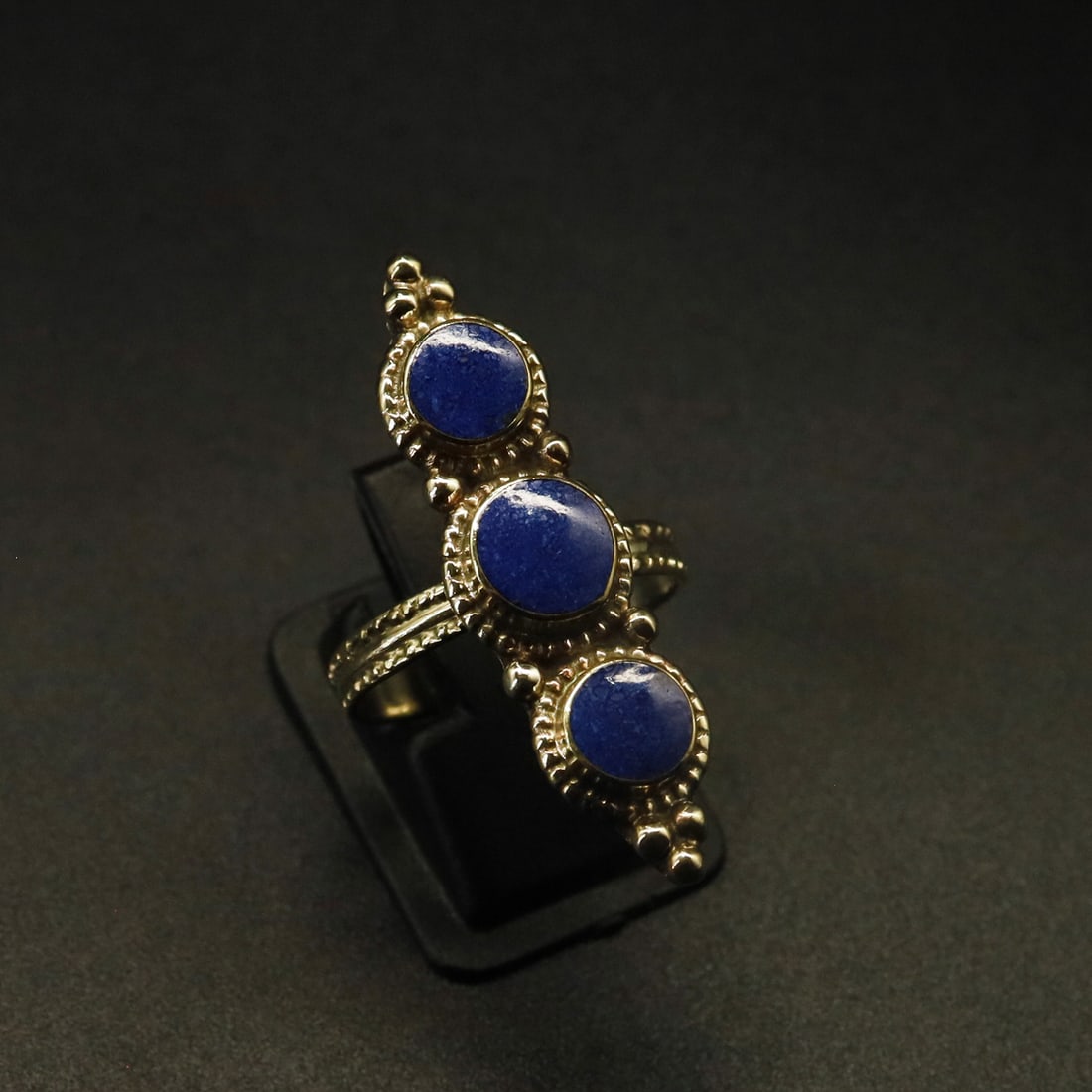 Afghani Natural Lapis Handmade Boho Ring - Free Size (1 of 3)