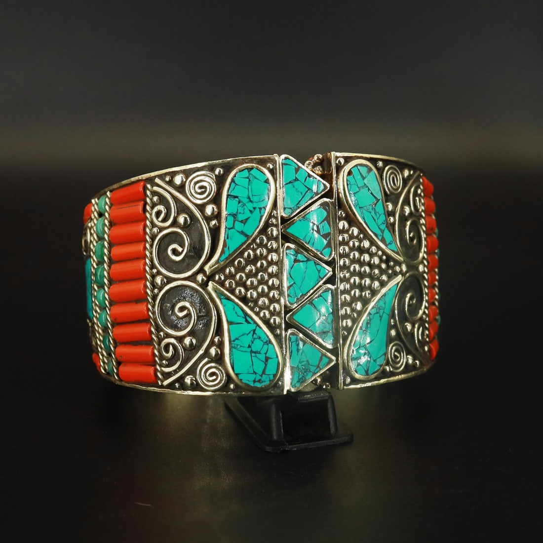 Natural Turquoise & Coral Handmade Ethnic Royal Bangle (1 of 4)