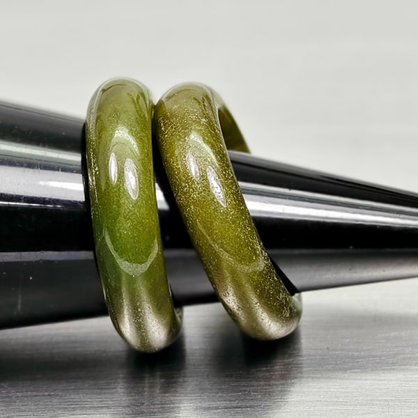 Natural Multi Color Jade 22.02 Ct. 2 Pcs Round Cabochon Rings Size 4.5 Gemstones (1 of 3)