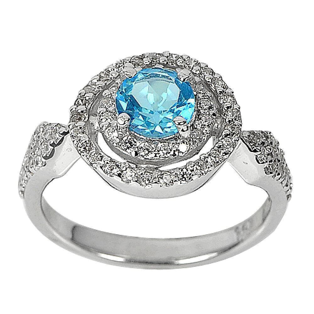 Natural Swiss Blue Topaz 925 Sterling Silver Ring Jewelry Size 7.5: Product ID: 207103144 Product Type: 925 Sterling Silver Fine Jewelry Jewelry Weight: 3.83 Grams. Ring Size: 7.5 Resizable(Fee) Gemstones Color: Blue Metal: Solid Silver 92.5%. Gemstone Detail: Round B