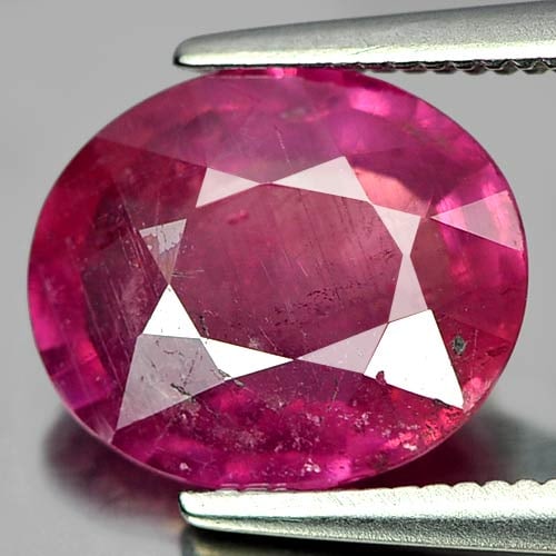 Natural Purplish Pink Ruby 3.46 Ct. Oval Shape 10 x 8.5 Mm Gemstone From Mozambique: Product ID: 805916328 Product Name: Natural Ruby Weight: 3.46 CT. Size: 10 x 8.5 x 4.5 MM. Shape: Oval Color: Purplish Pink Clarity:VSI Luster: Good Gems Origin: Mozambique Treatment: Heated (Lead-gla